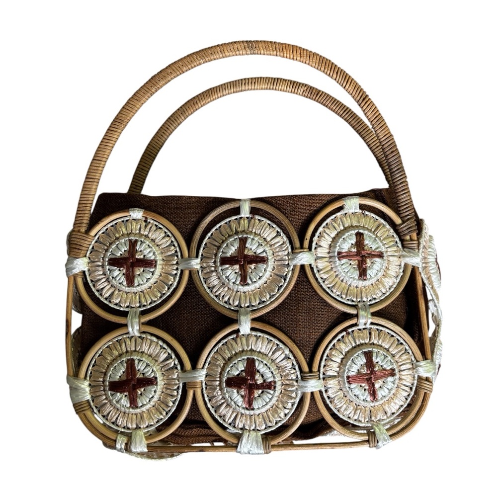Vintage Rafia Boho Chic‎ Top Handle Bag